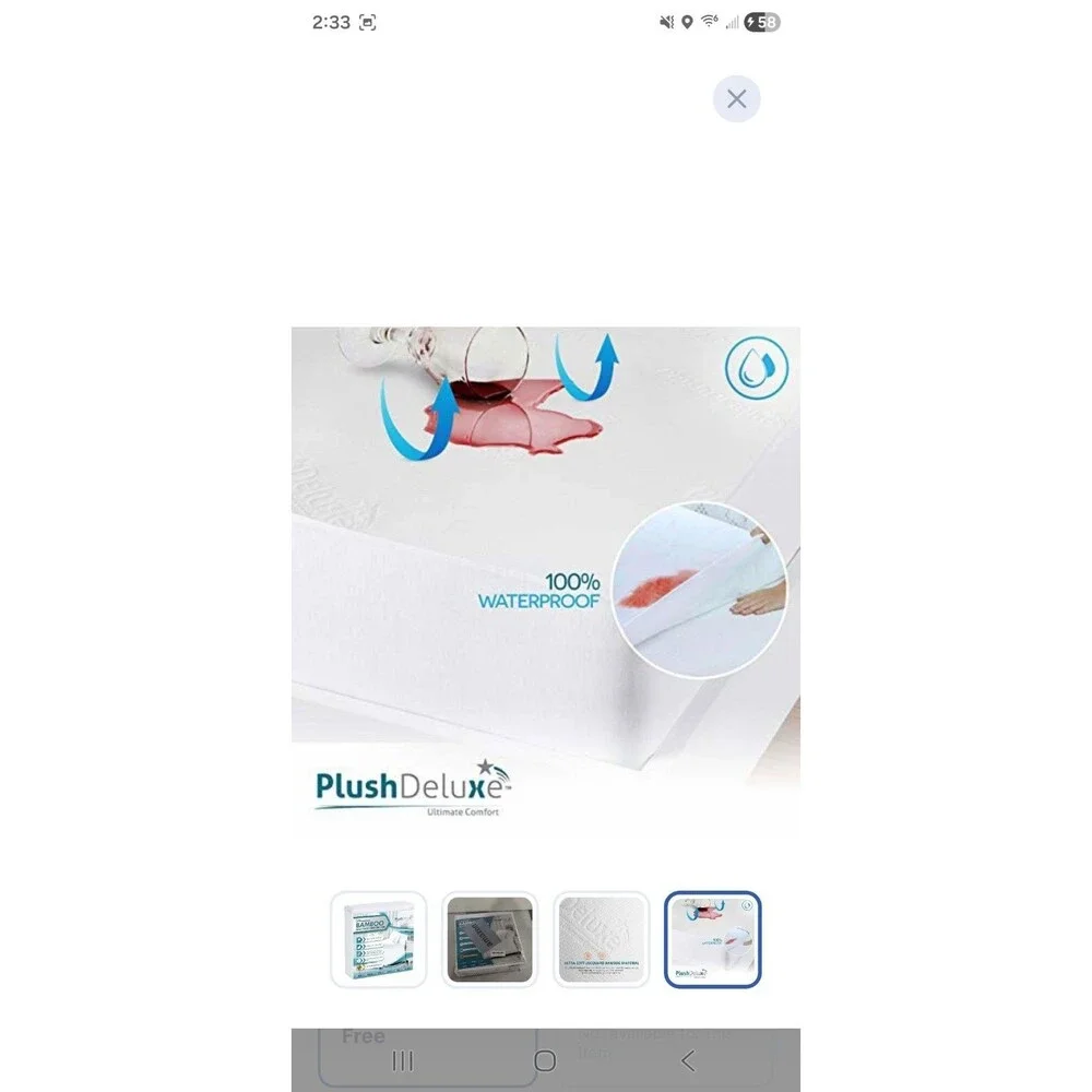 Plush Deluxe Ultimate Comfort Premium Bamboo Mattress Protector King Size NEW